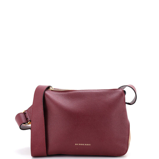 Helmsley Crossbody Bag Leather with House Check Canvas Small