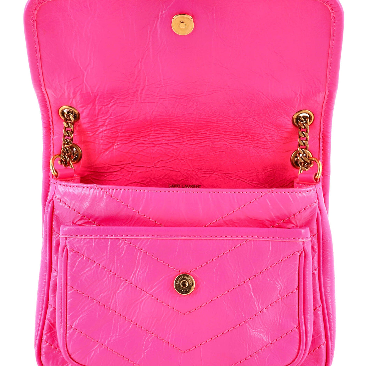 Niki Chain Flap Bag Matelasse Chevron Leather Baby