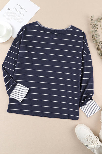 Threaded Pear Simone Henley Waffle Knit Top