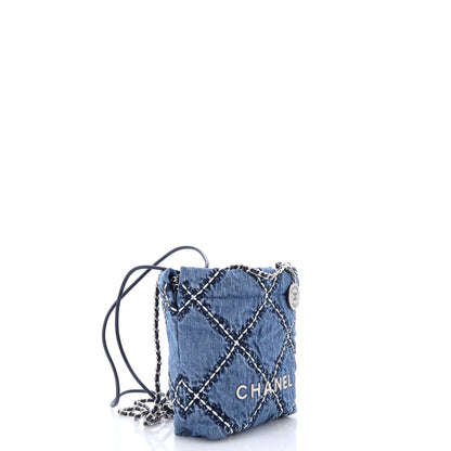 22 Chain Hobo Quilted Stitched Denim Mini