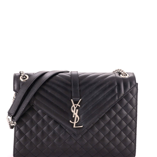 Classic Monogram Envelope Satchel Mixed Matelasse Leather Large