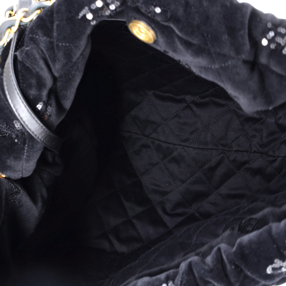 22 Chain Hobo Quilted Velvet with Sequins Medium