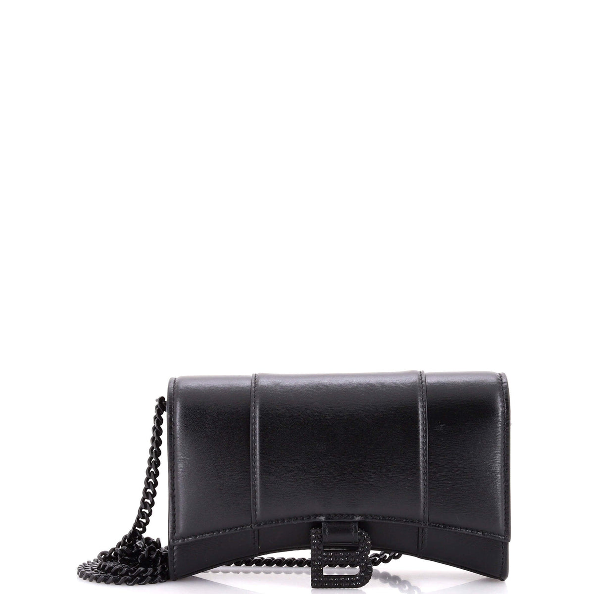 Hourglass Chain Wallet Leather with Crystal Detail