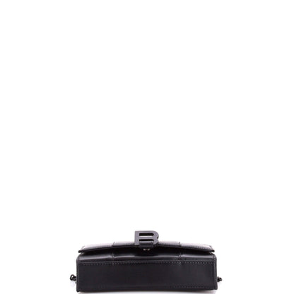 Hourglass Chain Wallet Leather with Crystal Detail