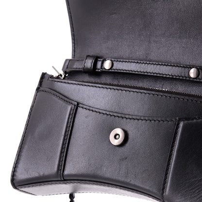 Hourglass Chain Wallet Leather with Crystal Detail