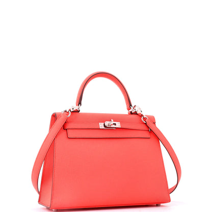 Kelly Handbag Rose Texas Epsom with Palladium Hardware 25