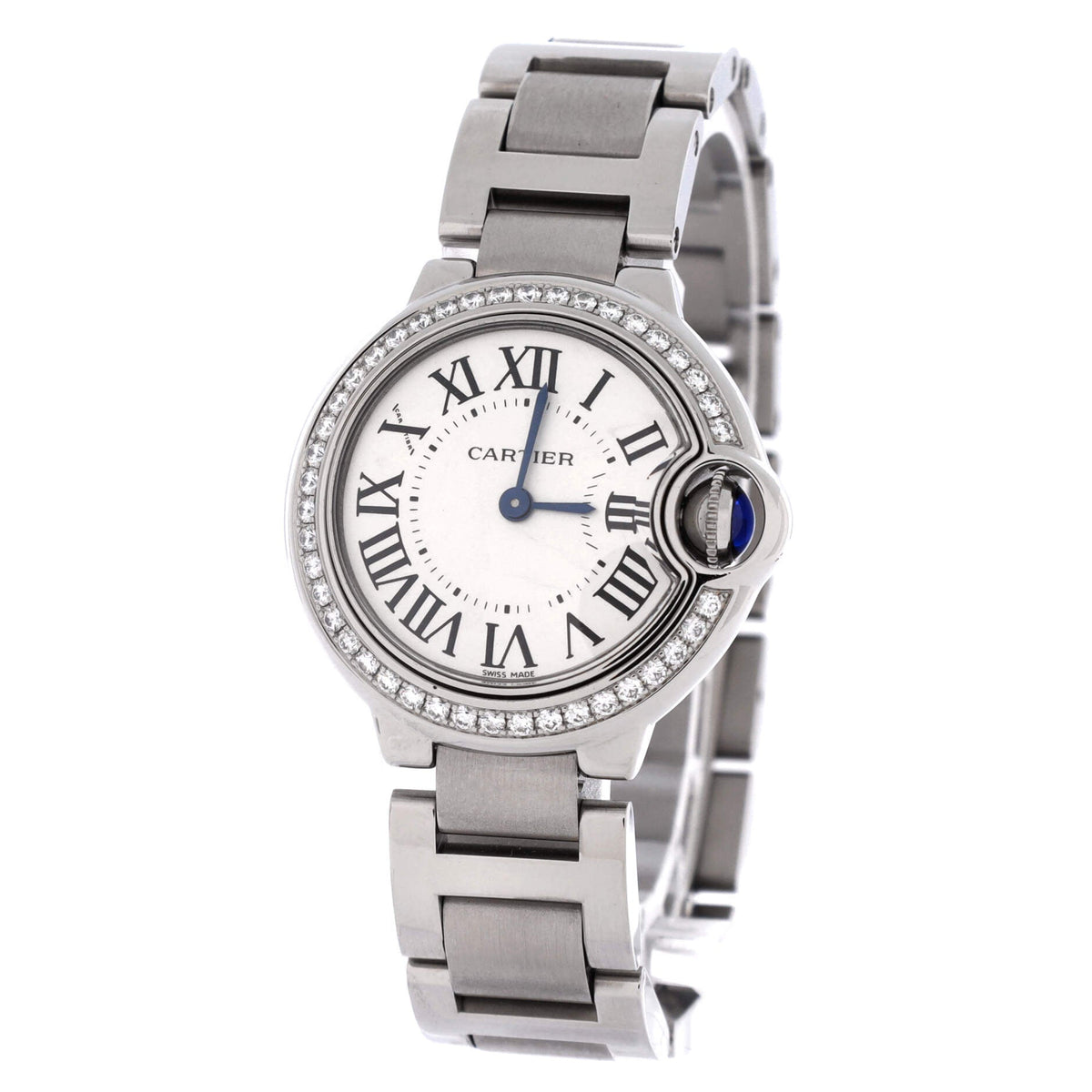 Ballon Bleu de Cartier Quartz Watch Stainless Steel with Diamond Bezel 28