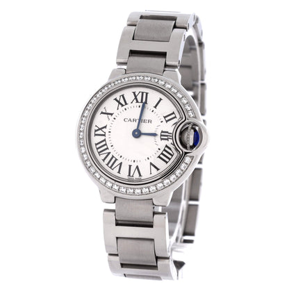Ballon Bleu de Cartier Quartz Watch Stainless Steel with Diamond Bezel 28