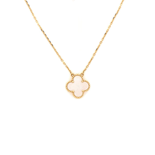 Vintage Alhambra Pendant Necklace 18K Yellow Gold and Mother of Pearl