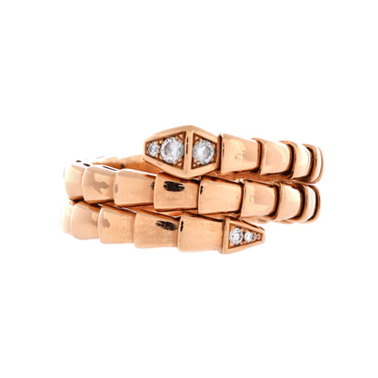Serpenti Viper Two-Coil Ring 18K Rose Gold with Diamond