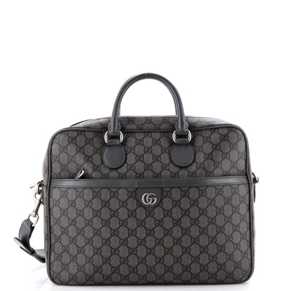 Ophidia Zip Around Pocket Briefcase GG Coated Canvas Medium