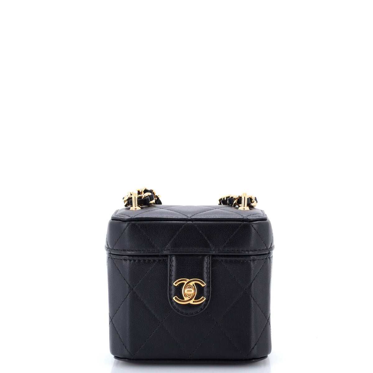 CC Turnlock Box Vanity Case with Chain Quilted Lambskin Mini