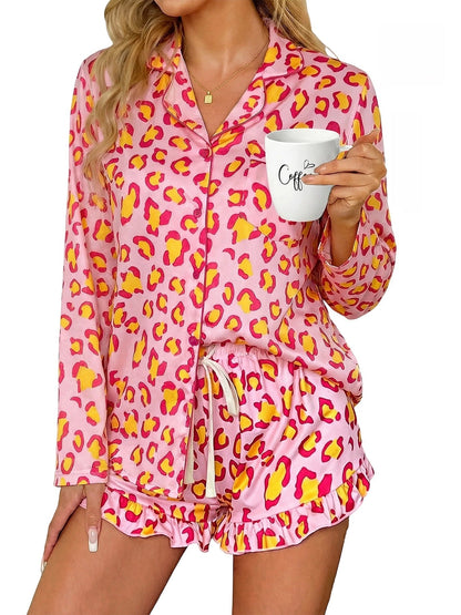 Women’s Milk Silk Leopard Print Pajama Set