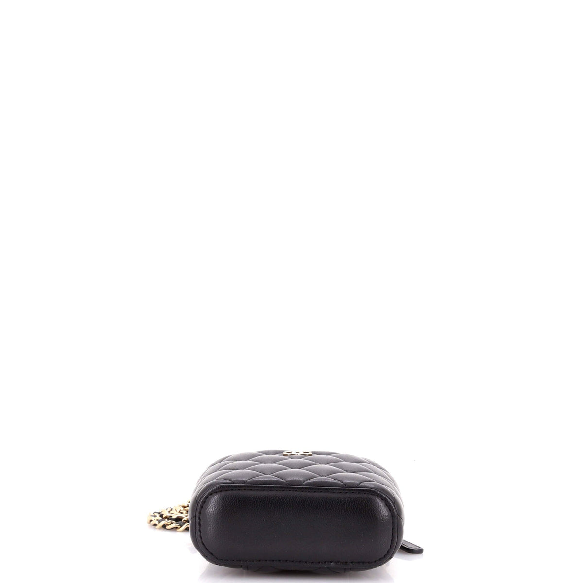 Vertical Classic Vanity Case with Chain Quilted Lambskin Small