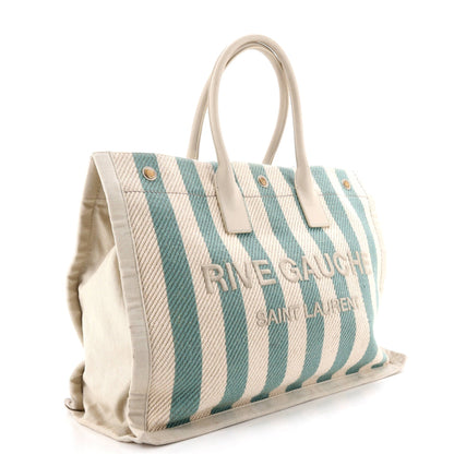 Rive Gauche Shopper Tote Striped Canvas Large