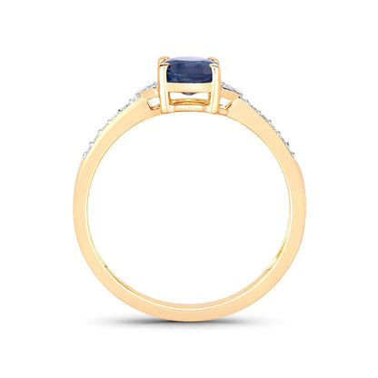 1.95 Ct Oval Blue Sapphire Diamond Prong 10k Gold Pave Bridge Ring