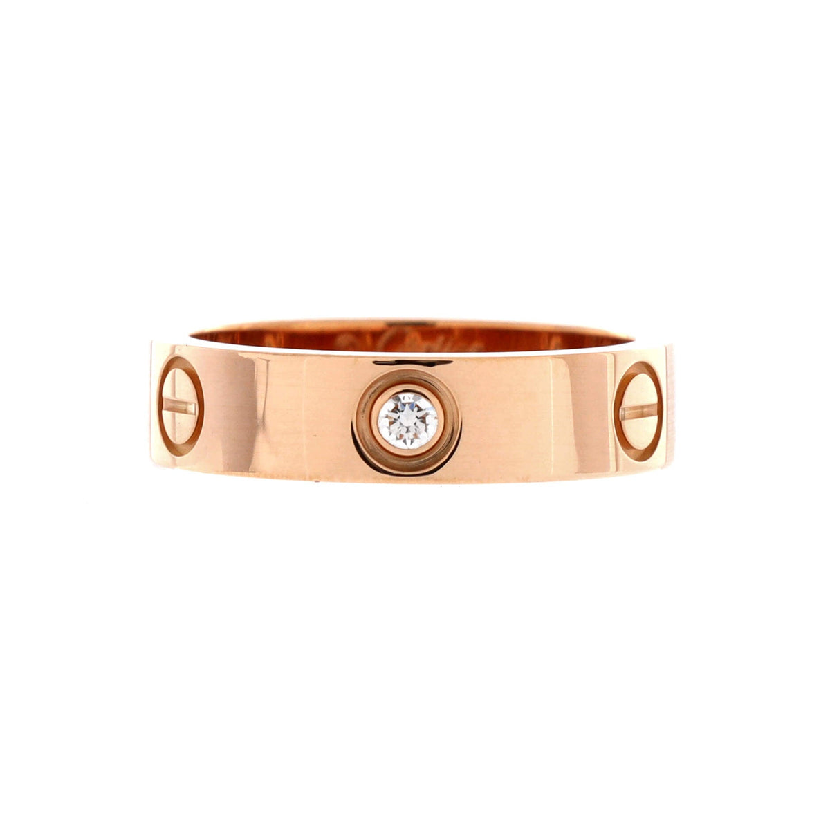 Love 3 Diamonds Band Ring 18K Rose Gold with Diamonds