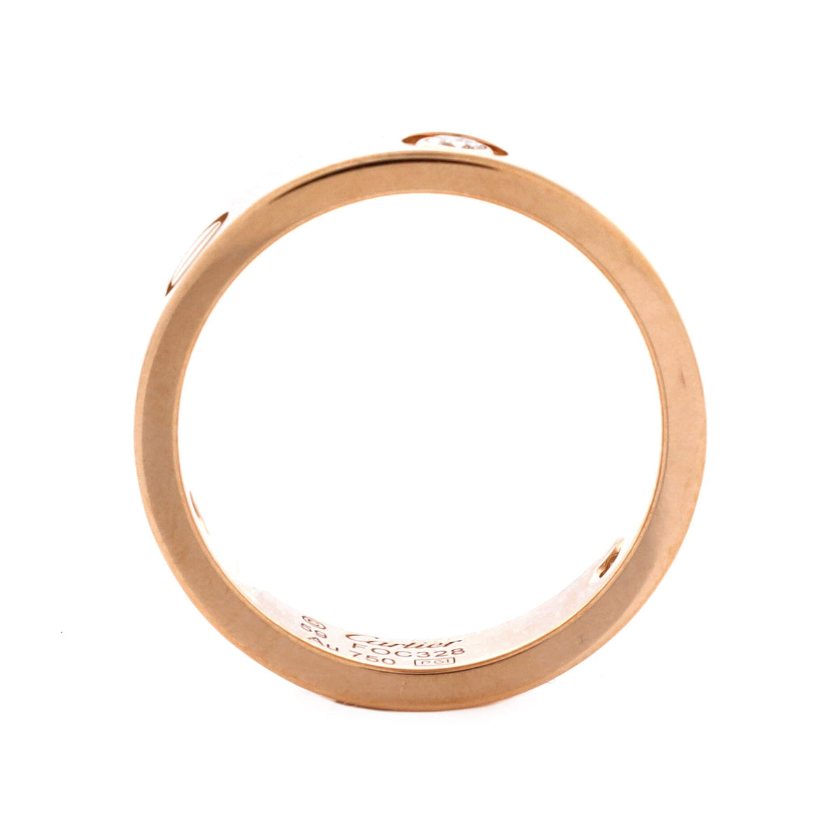 Love 3 Diamonds Band Ring 18K Rose Gold with Diamonds