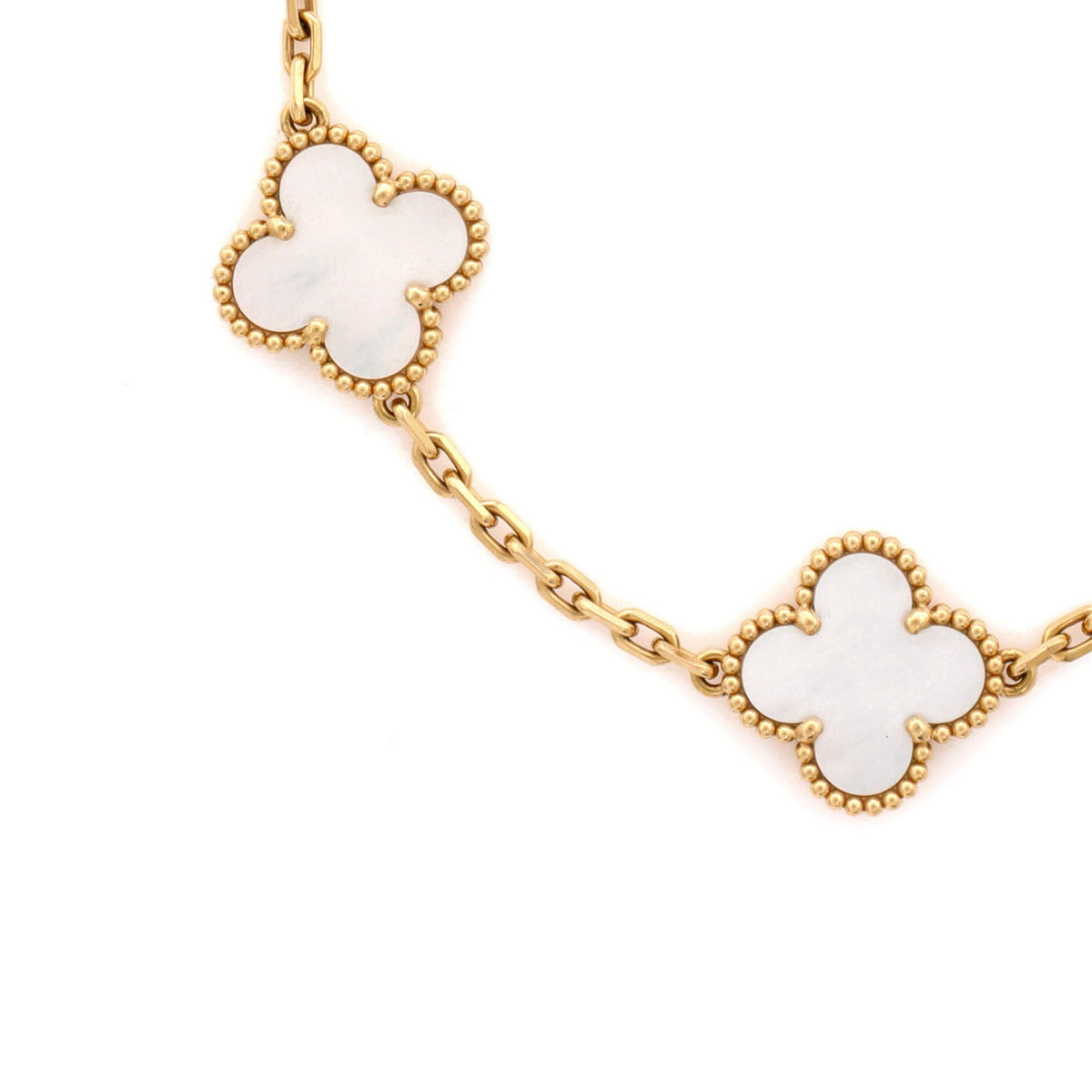Vintage Alhambra 5 Motifs Bracelet 18K Yellow Gold and Mother of Pearl