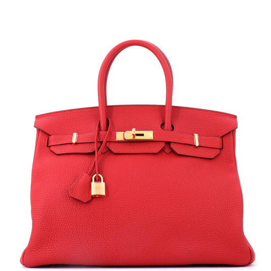Birkin Handbag Vermillon Togo with Gold Hardware 35