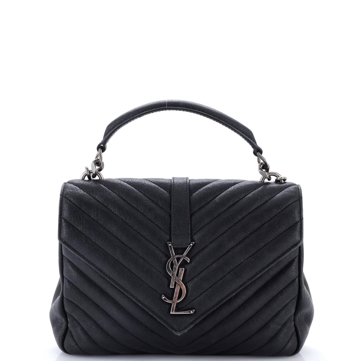 Classic Monogram College Bag Matelasse Chevron Leather Medium
