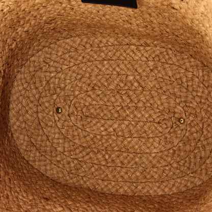 Caged Basket Tote Raffia with Leather