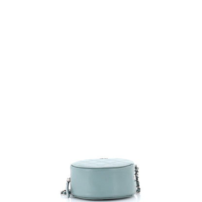 Round Clutch with Chain Quilted Caviar Mini