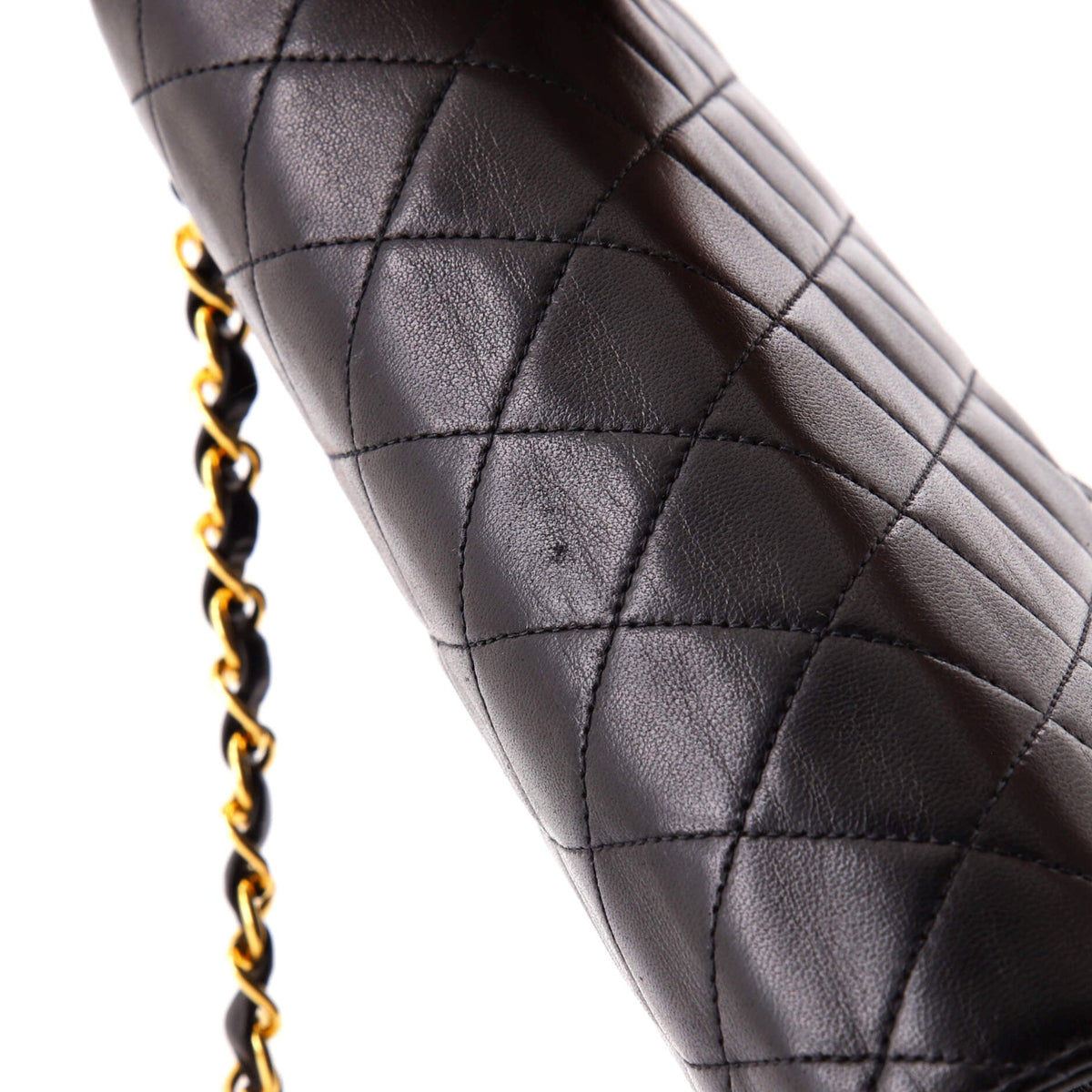 Vintage Clutch with Chain Quilted Leather Small