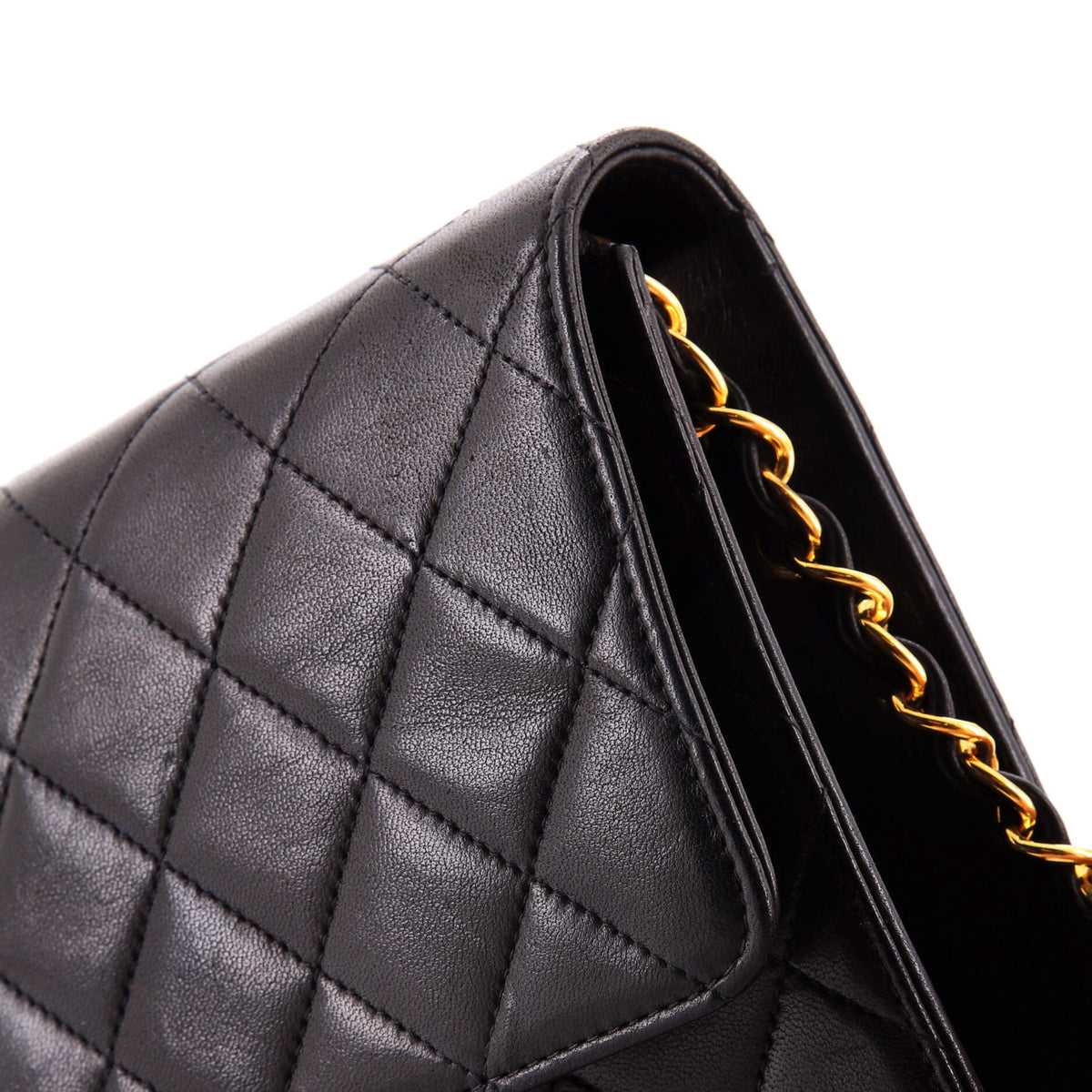 Vintage Clutch with Chain Quilted Leather Small