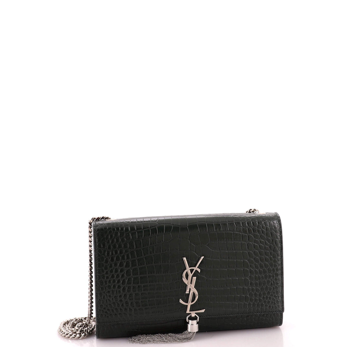 Classic Monogram Tassel Crossbody Bag Crocodile Embossed Leather Medium