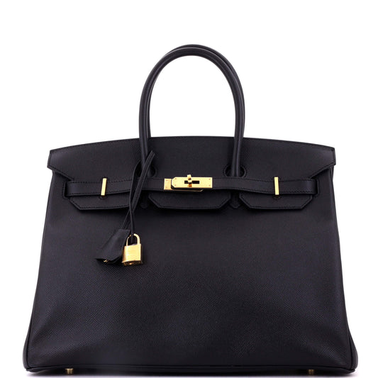 Birkin Handbag Noir Epsom with Gold Hardware 35