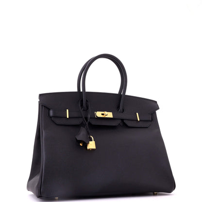 Birkin Handbag Noir Epsom with Gold Hardware 35