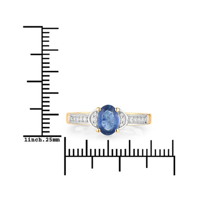 1.95 Ct Oval Blue Sapphire Diamond Prong 10k Gold Pave Bridge Ring