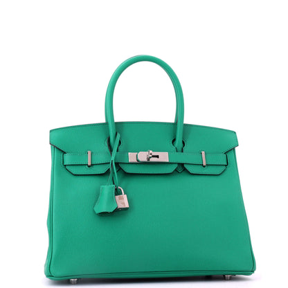 Birkin Handbag Vert Jade Epsom with Palladium Hardware 30