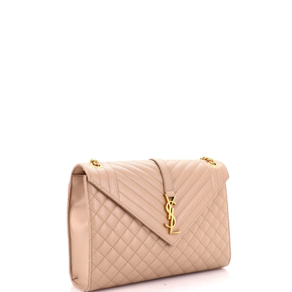 Classic Monogram Envelope Satchel Mixed Matelasse Leather Large