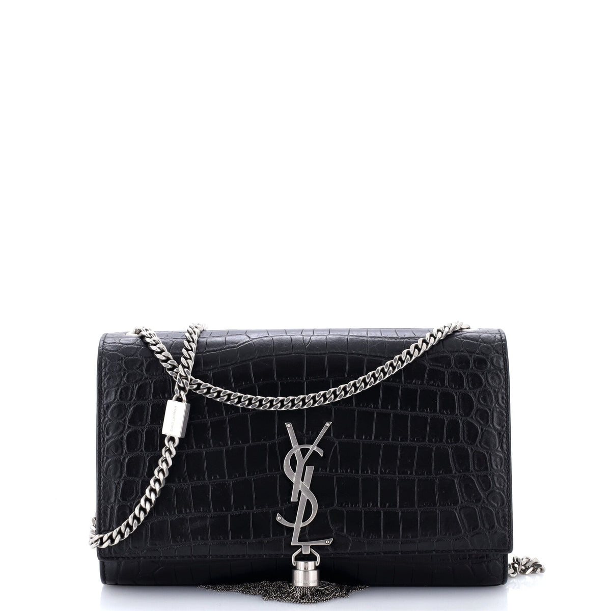 Classic Monogram Tassel Crossbody Bag Crocodile Embossed Leather Medium