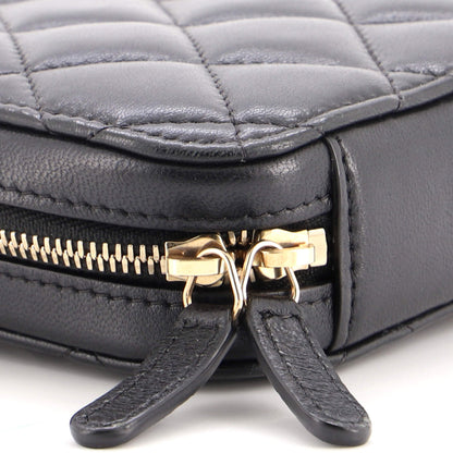 Zip Around Phone Case with Chain Quilted Lambskin with Enamel