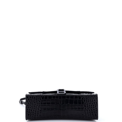 Hourglass Top Handle Bag Crocodile Embossed Leather Medium
