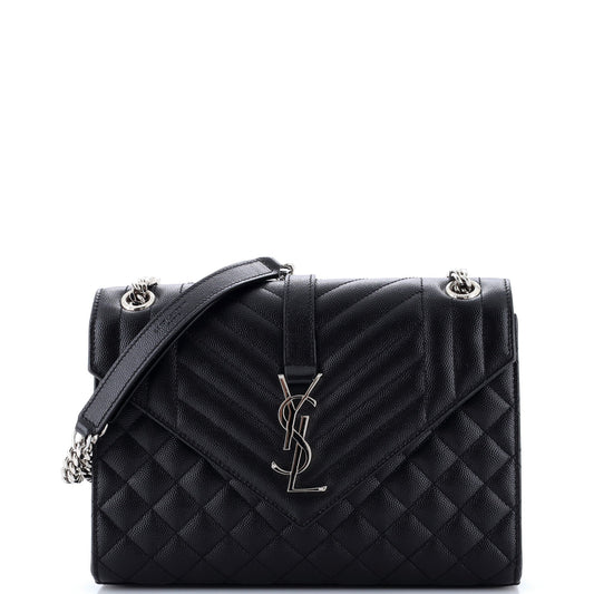 Classic Monogram Envelope Satchel Mixed Matelasse Leather Medium