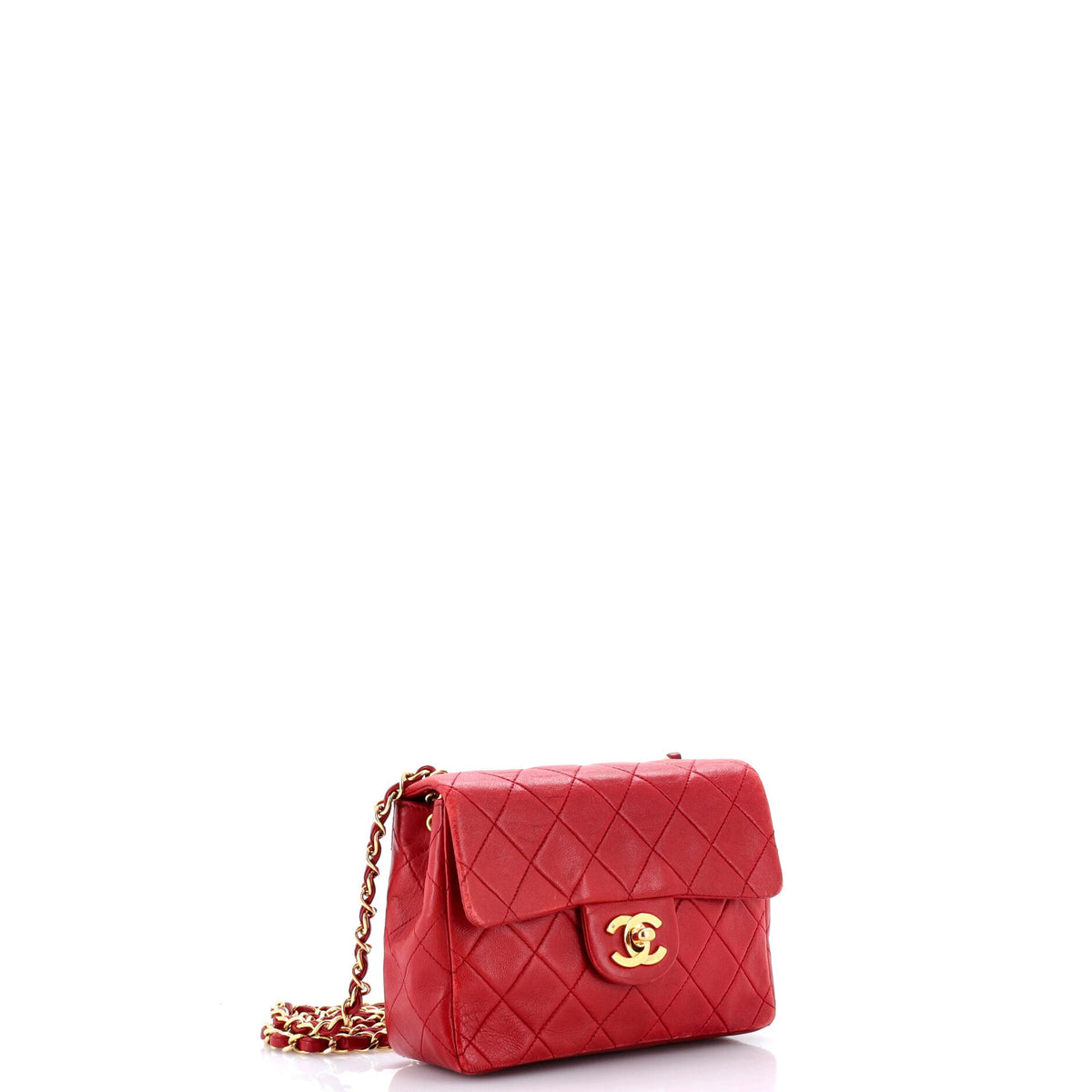 Vintage Square Classic Single Flap Bag Quilted Lambskin Mini