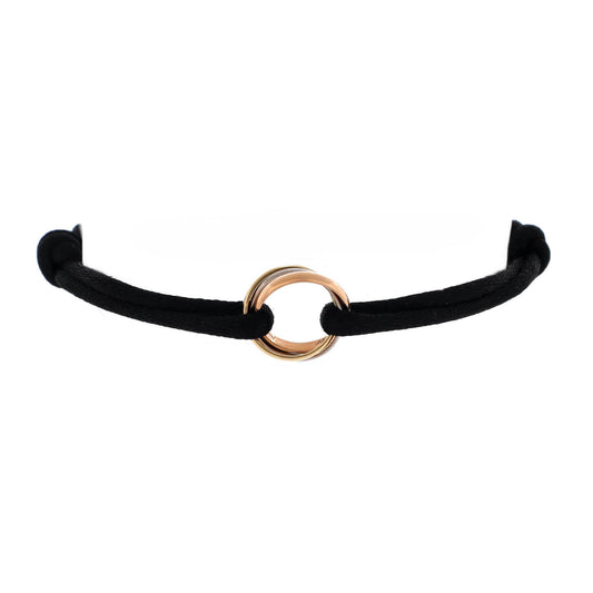 Trinity On Cord Bracelet Silk Cord with 18K Tricolor Gold