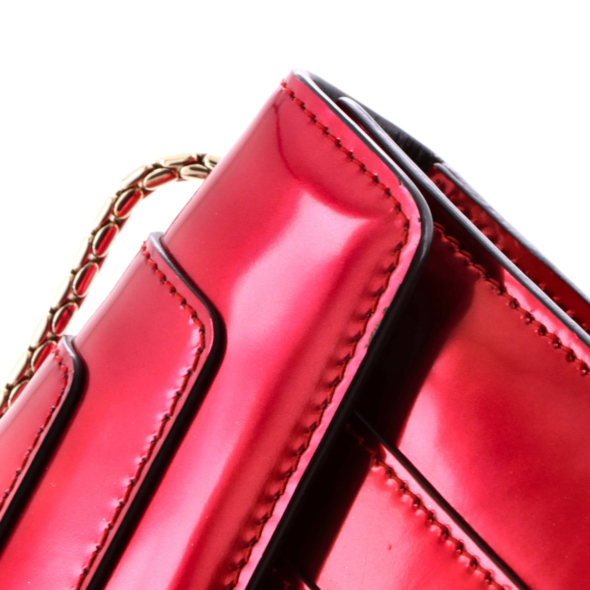 Serpenti Forever Square Shoulder Bag Metallic Leather Small