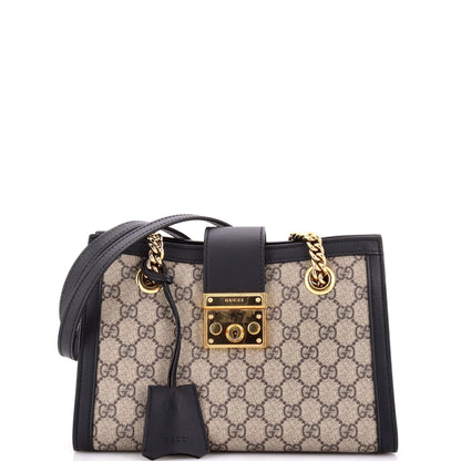 Padlock Chain Tote GG Coated Canvas with Leather Small