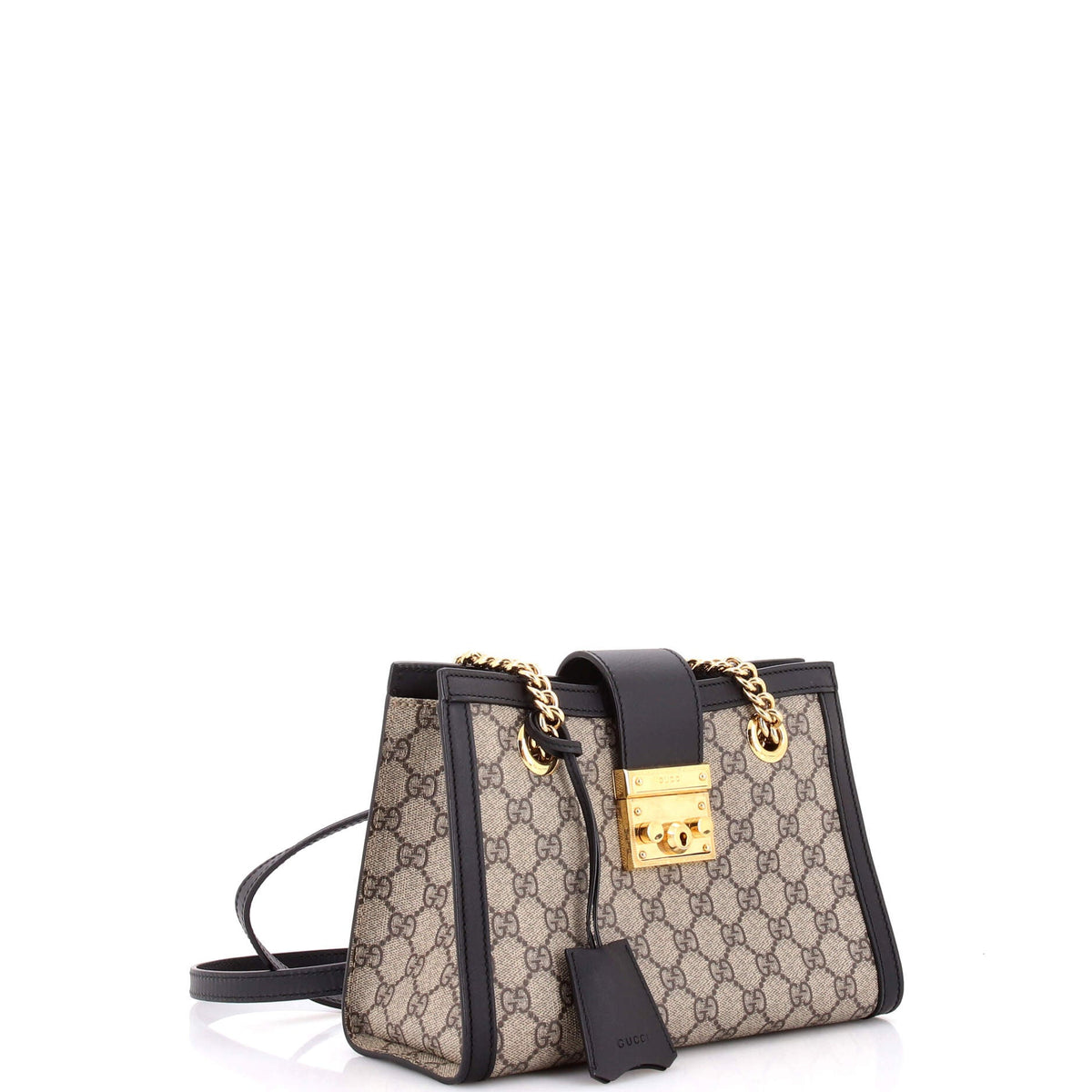 Padlock Chain Tote GG Coated Canvas with Leather Small
