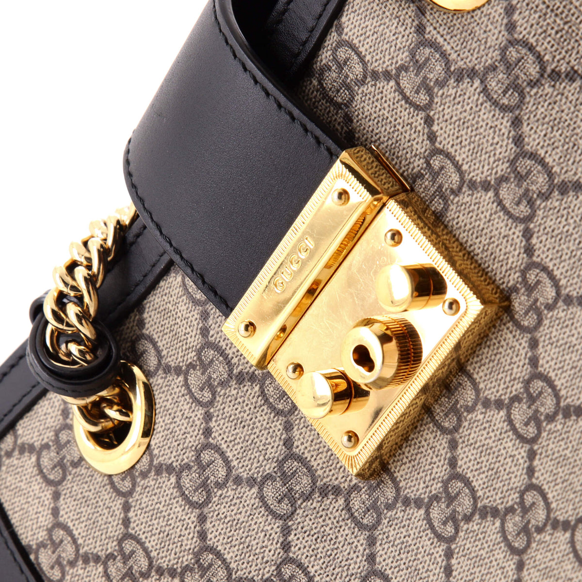 Padlock Chain Tote GG Coated Canvas with Leather Small