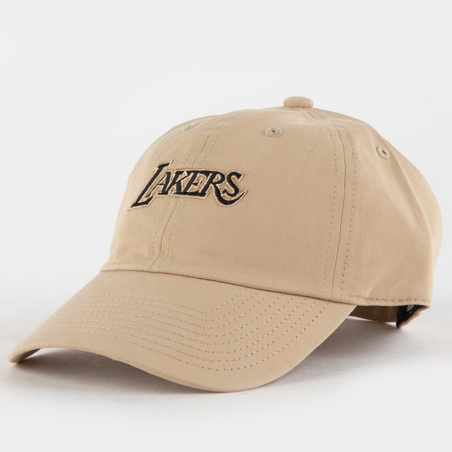 Men's Mitchell & Ness NBA Khaki Black Strapback Hwc Lakers