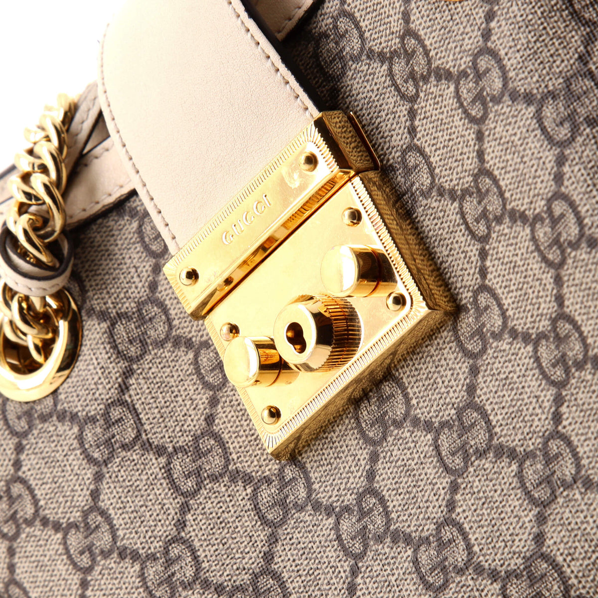 Padlock Chain Tote GG Coated Canvas with Leather Small