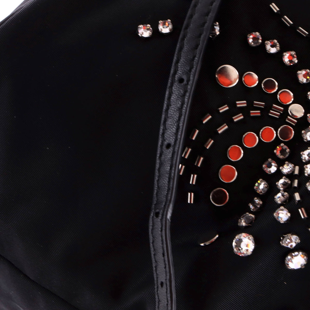 Top Handle Bucket Bag Bead Embellished Re-Nylon Mini