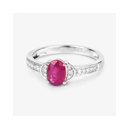 0.85 Ct Oval Pink Ruby Diamond Prong 10K Gold Pave Bridge Ring