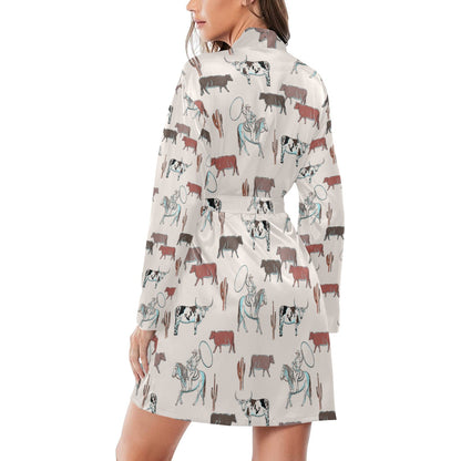 Cattle Drive Women's Belted Satin Feel Dressing Lounge Robe